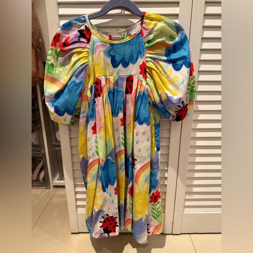 Rainbow Ladybug Watercolor Print Dress. Size 4